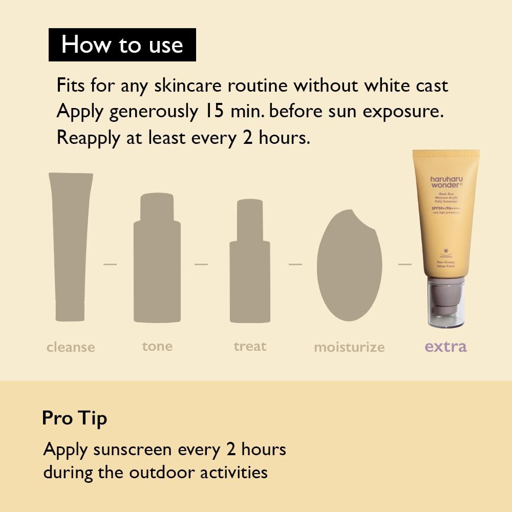 Haruharu Wonder Black Rice Moisture Airyfit Daily Sunscreen SPF50+ 50ml - Image 9