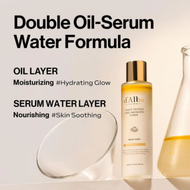 Το μπουκάλι d’Alba White Truffle First Aromatic Toner 155ml, με πληροφορίες για το προϊόν.