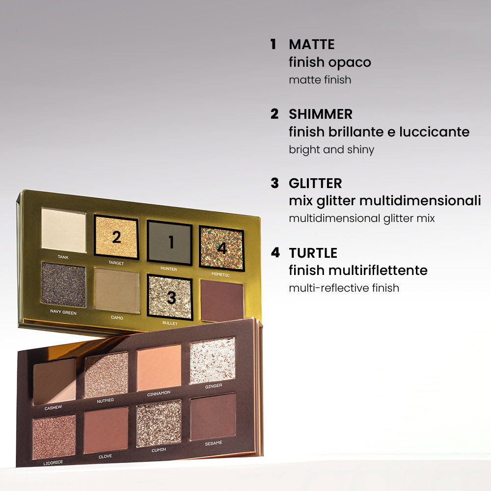 2 συσκευασίες MIA Eye Palette Army Green, με πληροφορίες.