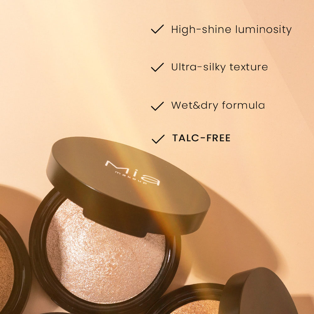 3 συσκευασίες MIA Highlighter Sun Glaze, ανοιχτές, με πληροφορίες.